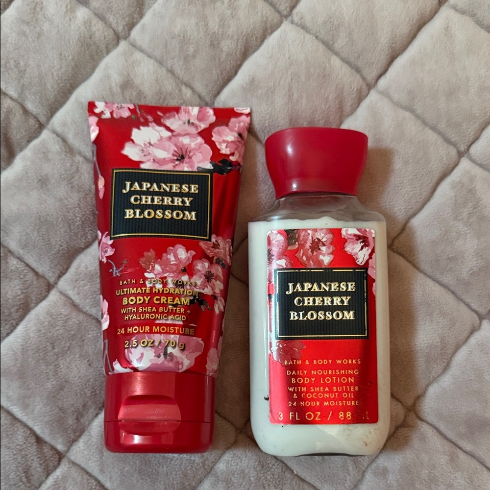 Bath & Body Works Japanese Cherry Blossom Body Cream and Lotion - Red and White